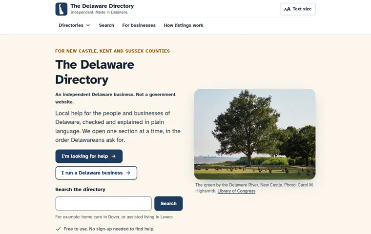 Home page of The Delaware Directory